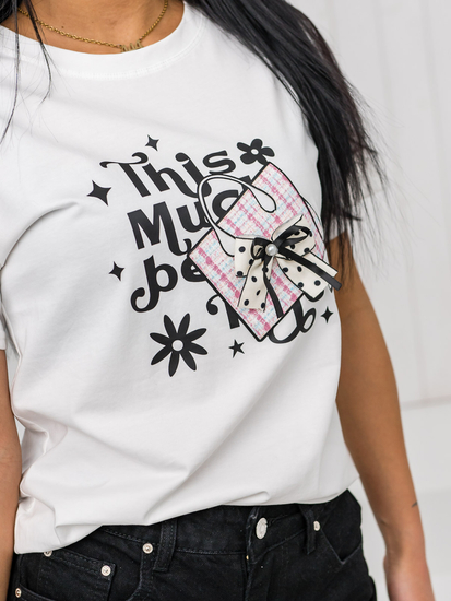 Tricou alb de dama cu aplicatie Bolf 97T2110