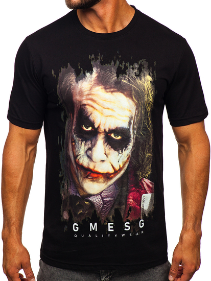 Tricou negru cu imprimeu Bolf 192245