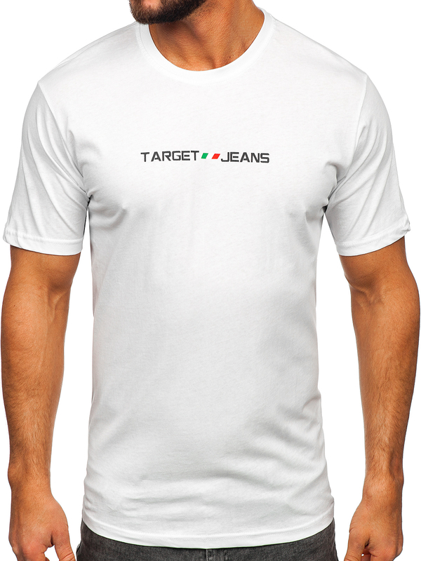 Tricou din bumbac alb cu imprimeu Bolf 14761