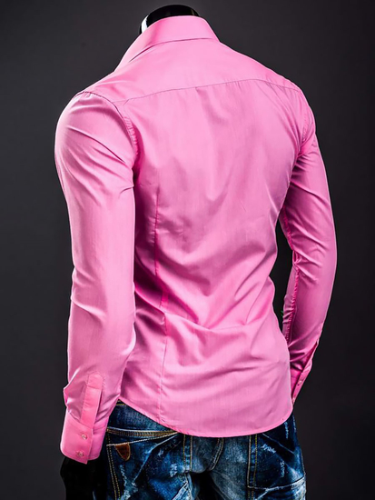 Cămașă elegantă bărbătească coral cu mâneci lungi Bolf 1703A