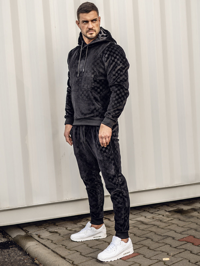 Trening catifea negru cu glugă Bolf 3A82