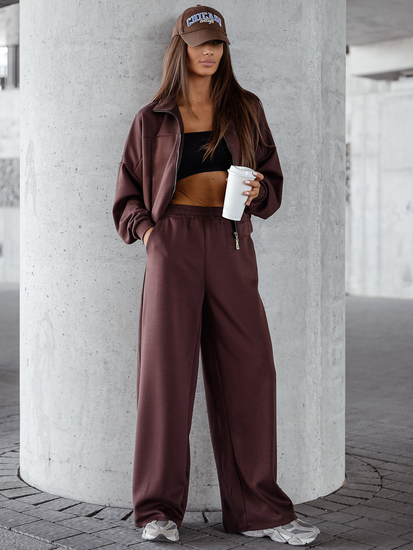 Set hanorac cu fermoar două piese pentru femei ciocolatiu Bolf 821109