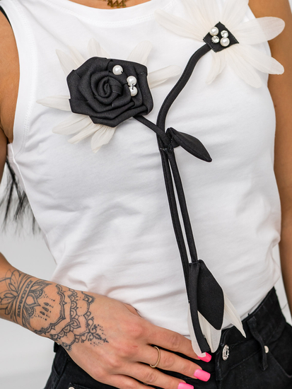 Tricou boxer dama alb cu aplicatie Bolf 96T656