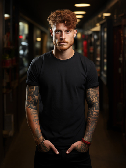 Tricou lung negru bărbătesc fără imprimeu Bolf 14290A2