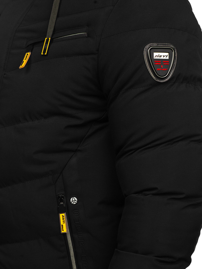 Geacă de iarnă lungă matlasată neagră Bolf 22M59