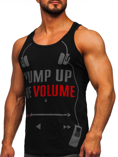 Maiou tank top negru cu imprimeu Bolf 14835