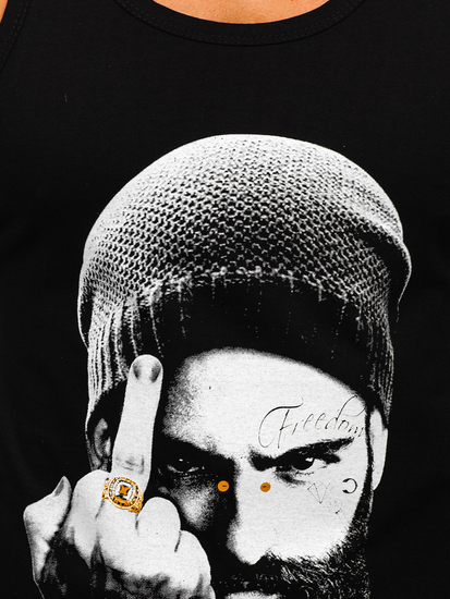 Maiou tank top cu imprimeu negru Bolf 14842