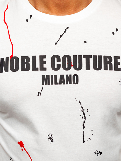 Tricou bărbătesc din bumbac alb cu imprimeu Bolf MPO3443