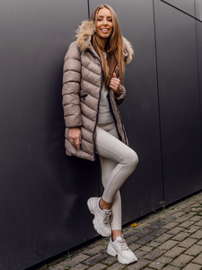 Palton-geacă de iarnă cu blană naturală dame Bolf M688