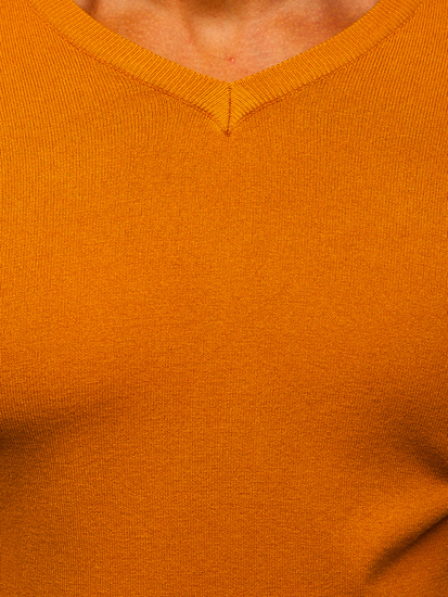 Pulover bărbătesc Bolf YY03 cu decolteu în V, culoarea cămilă