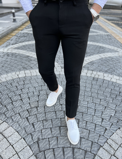 Pantaloni negri din țesătură pentru bărbați Bolf 0031