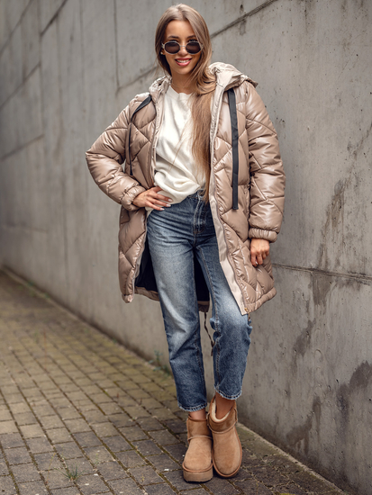 Geacă-palton de iarnă cu glugă camel Bolf 5M3189