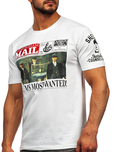 Tricou alb cu aplicații Bolf 2826