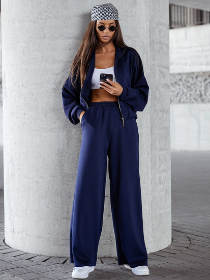 Trening cu fermoar două piese pentru femei unt albastru marin Bolf 821109