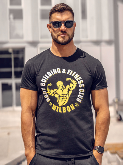 Tricou negru cu imprimeu Bolf Y70015A