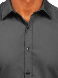 Cămașă elegantă cu mâneci lungi pentru bărbați, grafit deschis Bolf 1703