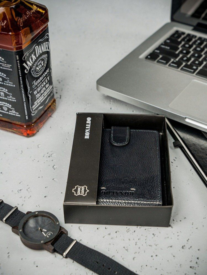 Portofel de piele bărbați negru 3080