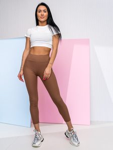 Colanti cu imprimeu striat maro Bolf W7903