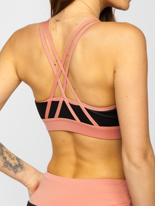 Set sport din două piese pentru femei, negru și roz, Bolf XL011A1