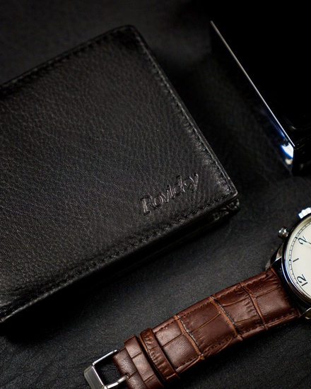 Portofel din piele negru bărbați 13967