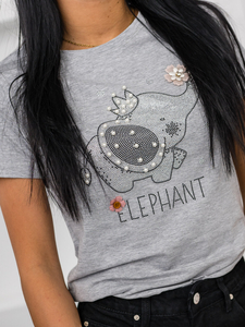 Tricou dama gri cu aplicatie Bolf 96T625