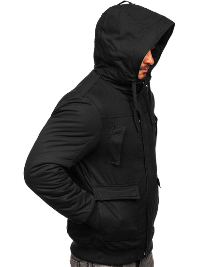 Geacă de iarnă groasă bumbac neagră Bolf 1890