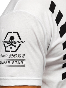 Tricou alb cu imprimeu bărbati Bolf 14315