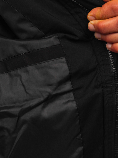 Geaca de iarna matlasata neagra pentru barbati Bolf HSS052