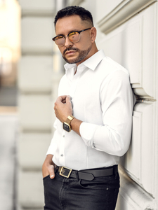 Cămașă elegantă cu mâneci lungi pentru bărbați Bolf 1703A2 alb