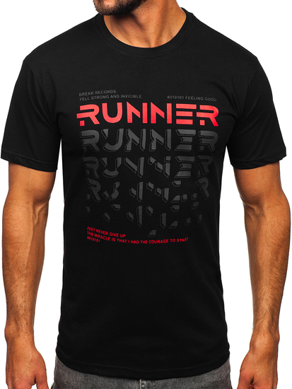 Tricou negru cu imprimeu Bolf 14336