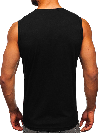 Maiou negru tank top cu imprimeu Bolf 14806
