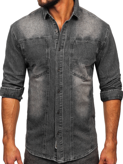 Cămașă de blugi cu mâneca lungă grafit Bolf MC712G