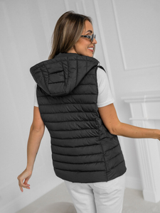 Vestă neagră cu glugă matlasată dame Bolf 16M9150