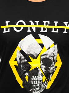 Tricou negru cu imprimeu Bolf Y70011