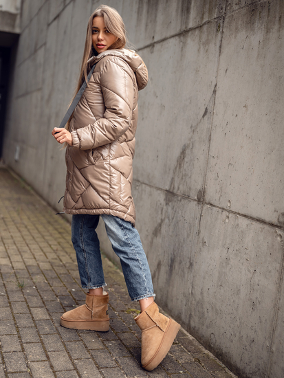 Geacă-palton de iarnă cu glugă camel Bolf 5M3189