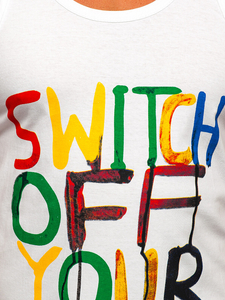 Maiou alb tank top cu imprimeu Bolf 14837