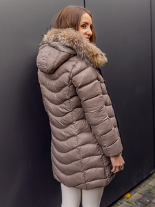 Palton-geacă de iarnă cu blană naturală dame Bolf M688