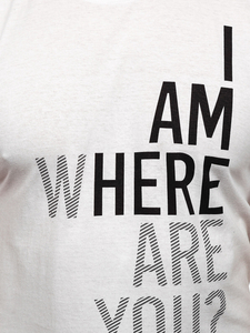 Tricou din bumbac alb cu imprimeu Bolf 0404T