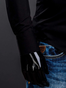 Cămașă elegantă bărbătească neagră cu mâneci lungi Bolf 1703A