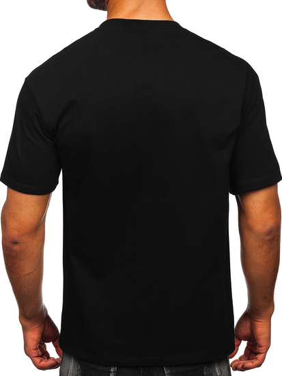 Tricou bărbătesc din bumbac negru fără imprimeu Bolf 67T1298