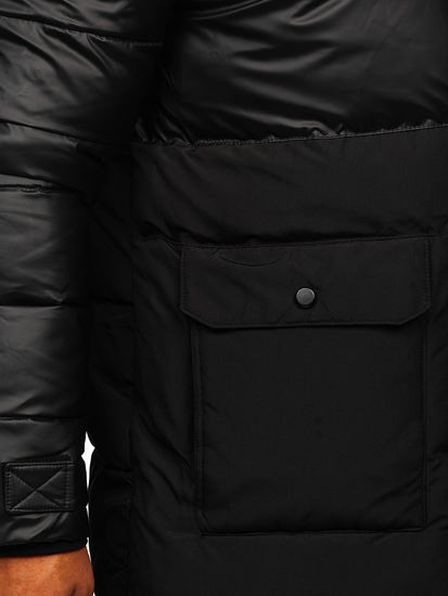 Geacă de iarnă neagră lungă Bolf 22M62