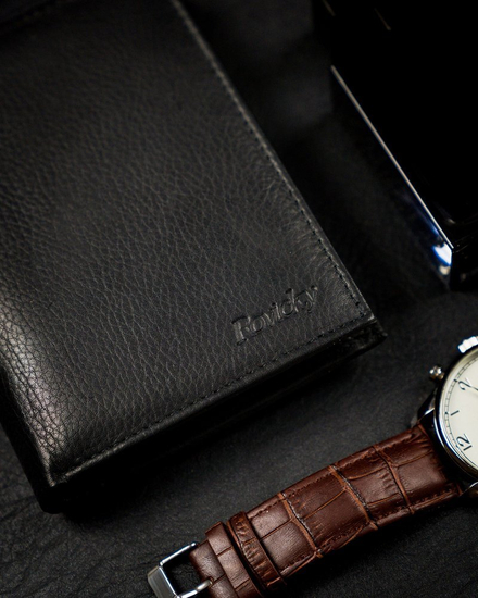 Portofel din piele negru bărbați 13967