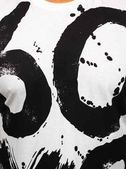 Tricou bărbătesc alb cu imprimeu Bolf 0303