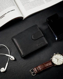 Portofel din piele negru bărbați 13967