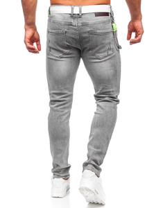 Blugi grafit  slim fit cu curea Bolf KX937