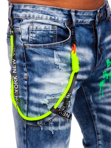 Blugi bleumarin slim fit cu brețele Bolf E7853