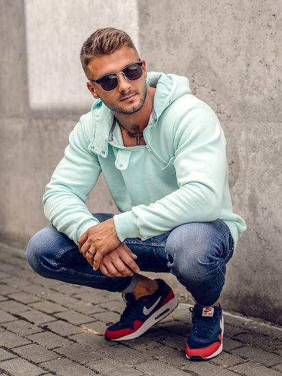 Hanorac gros cu fermoar verde-mentă Bolf 06A