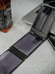 Portofel de piele bărbați negru 3080