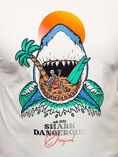 Tricou bărbătesc din bumbac alb cu imprimeu Bolf MPO3460