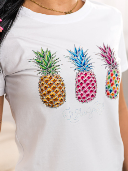 Tricou alb de dama cu aplicatie Bolf 95T2522